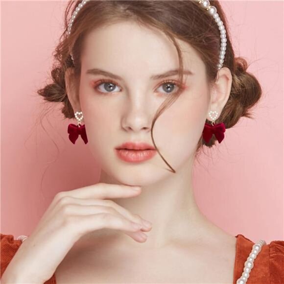 Velvet Drop Earrings – Unique Statement Design, Alloy & Fabric, Gift-Ready - Picture 4 of 5